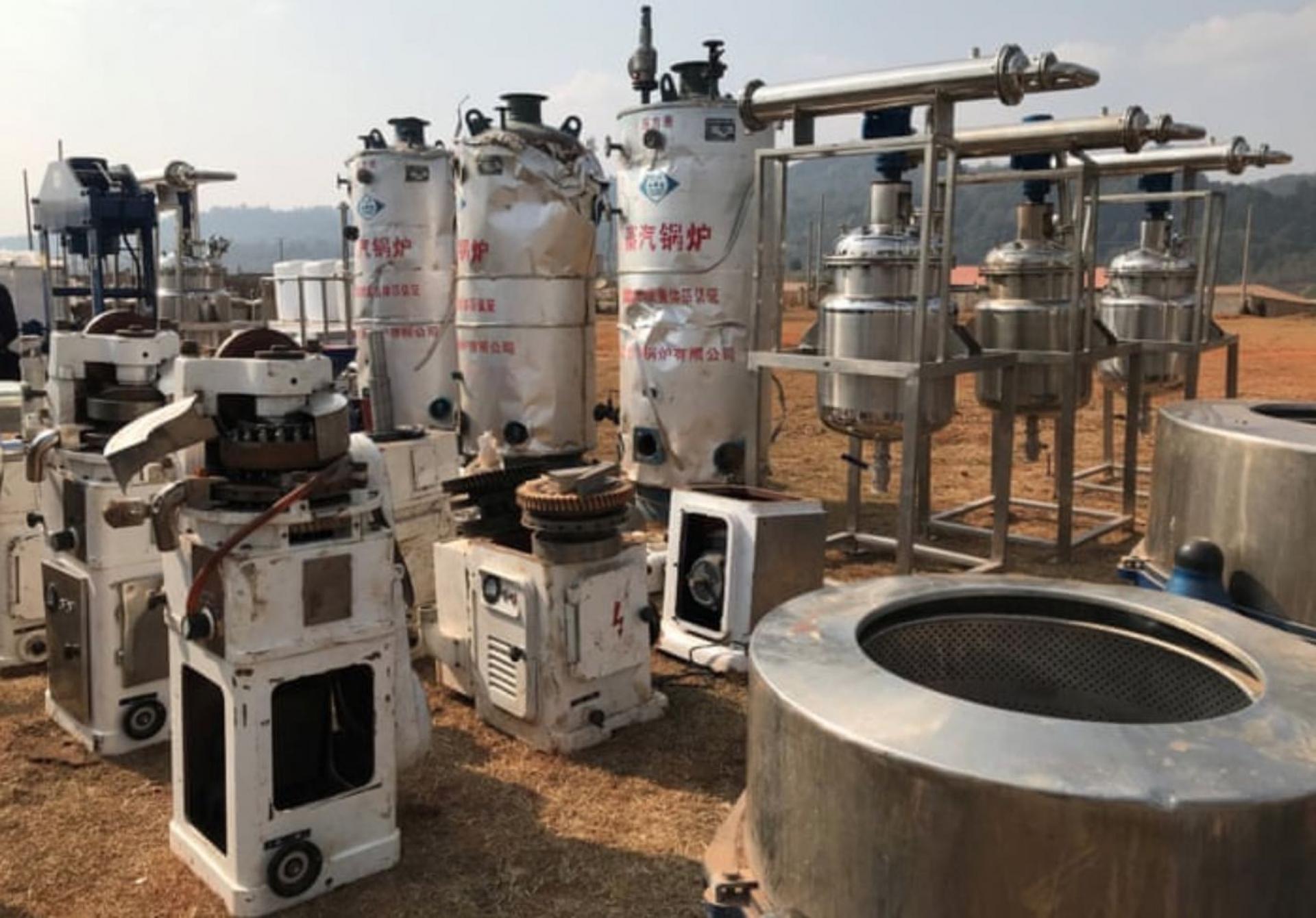 The contents of a meth-producing superlab in Myanmar. 