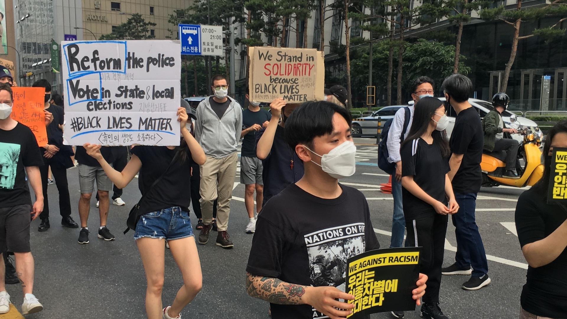 Protesters in Seoul rallied in support of the Black Lives Matter Movement on June 6,