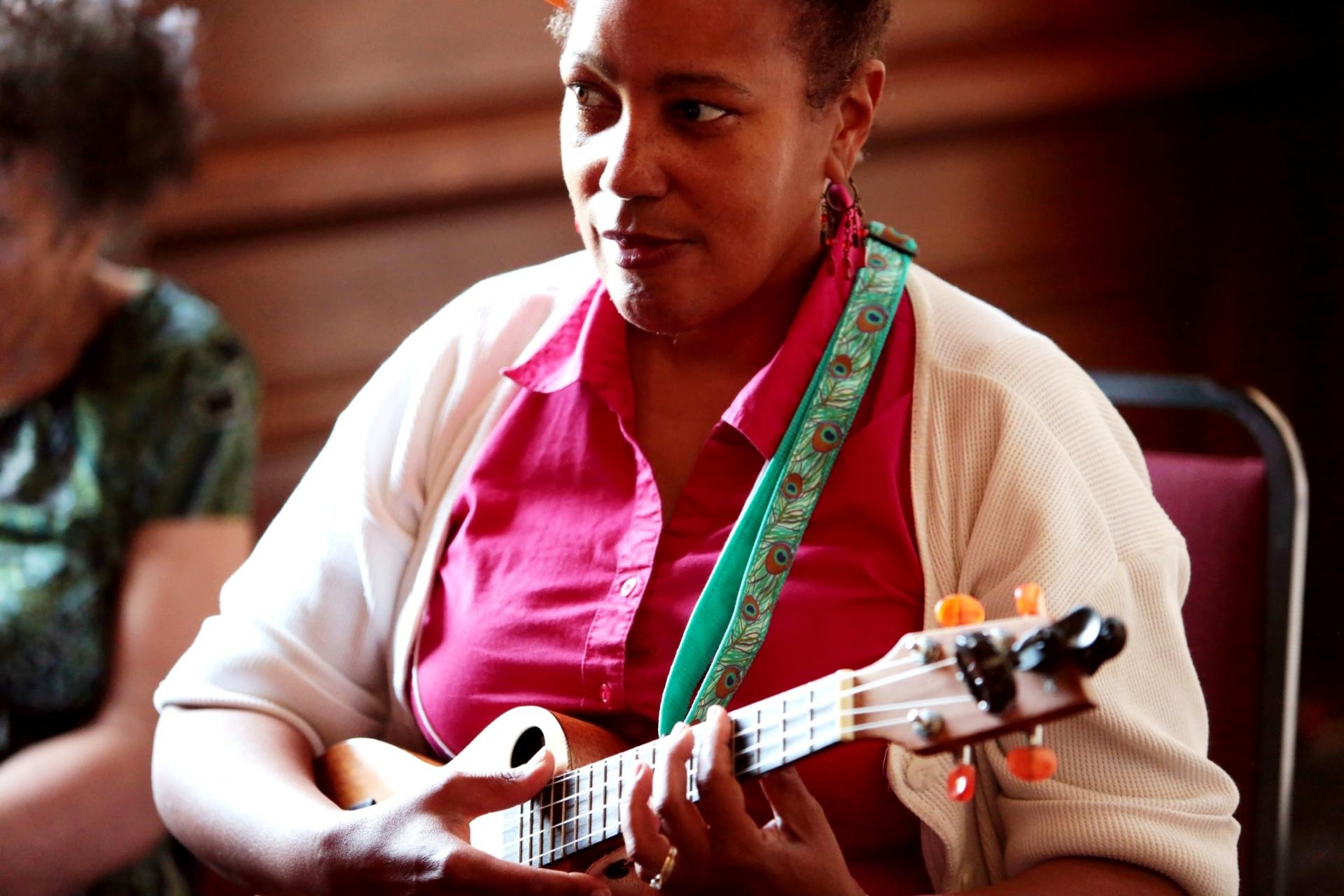 Maryland ukulele player Lori Perine, who has been attending UkeFest for about 8 years. 