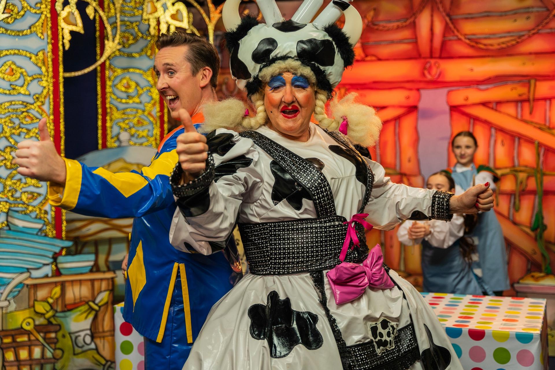 Craig Hollingsworth (Simon Trott) and Iain Lauchlan (Dame Trott) usually perform in the UK's Belgrade Theatre’s Christmas pantomime. 