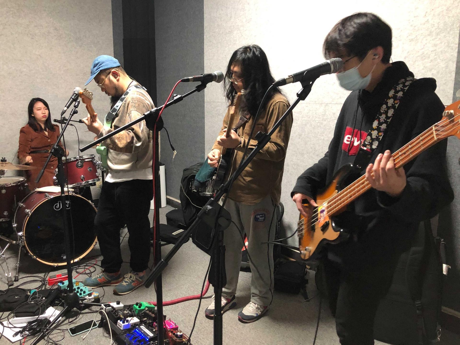 The indie band Chinese Football rehearses. 
