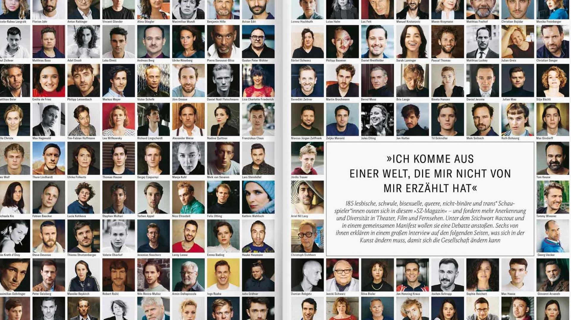 On the front page of Süddeutsche Zeitung Magazin, one of Germany's largest publications, 185 actors have come out as LGBTQ. 