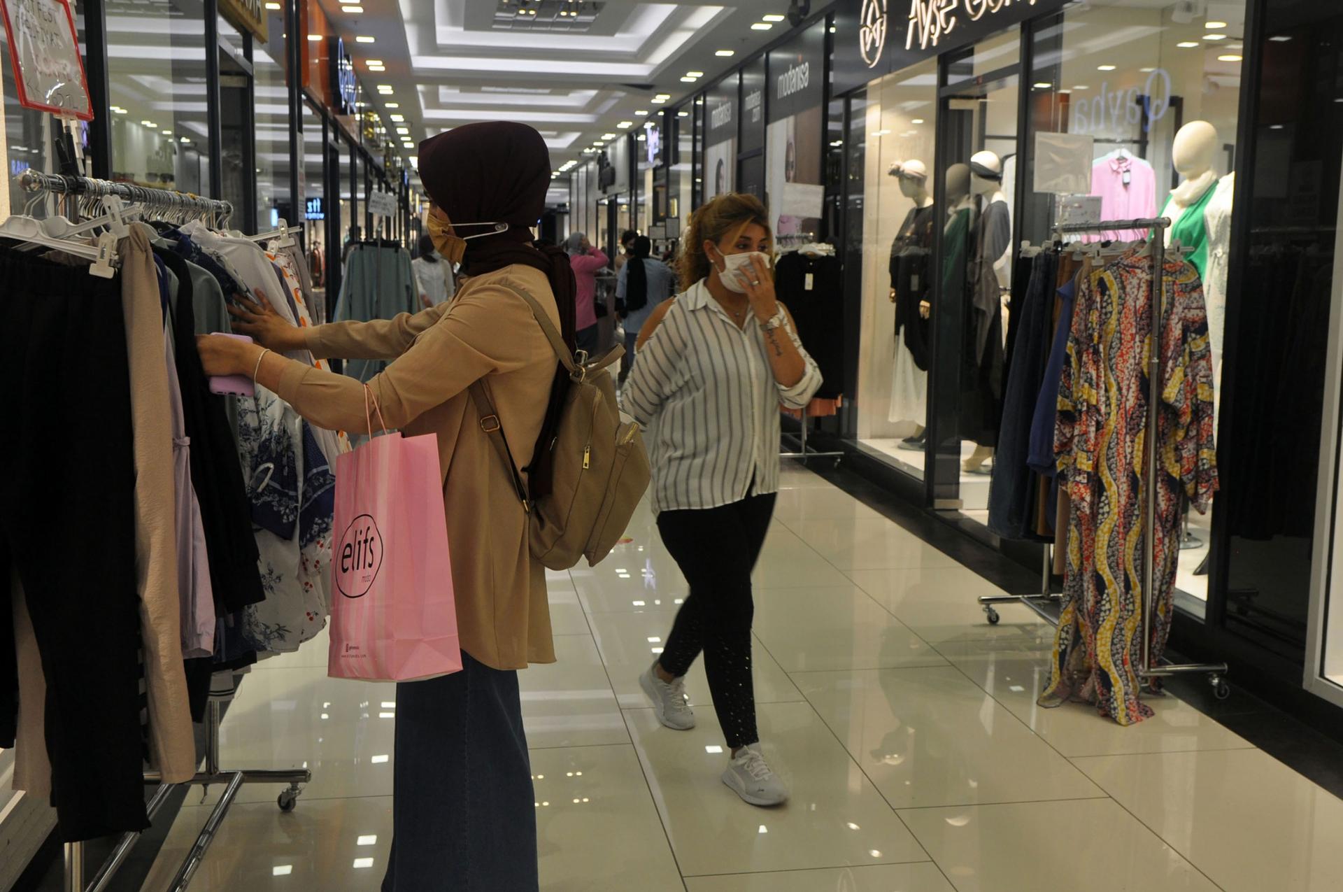 Women shop at Zeruj Port Shopping Mall in Istanbul, which is primarily devoted to modest fashion. 