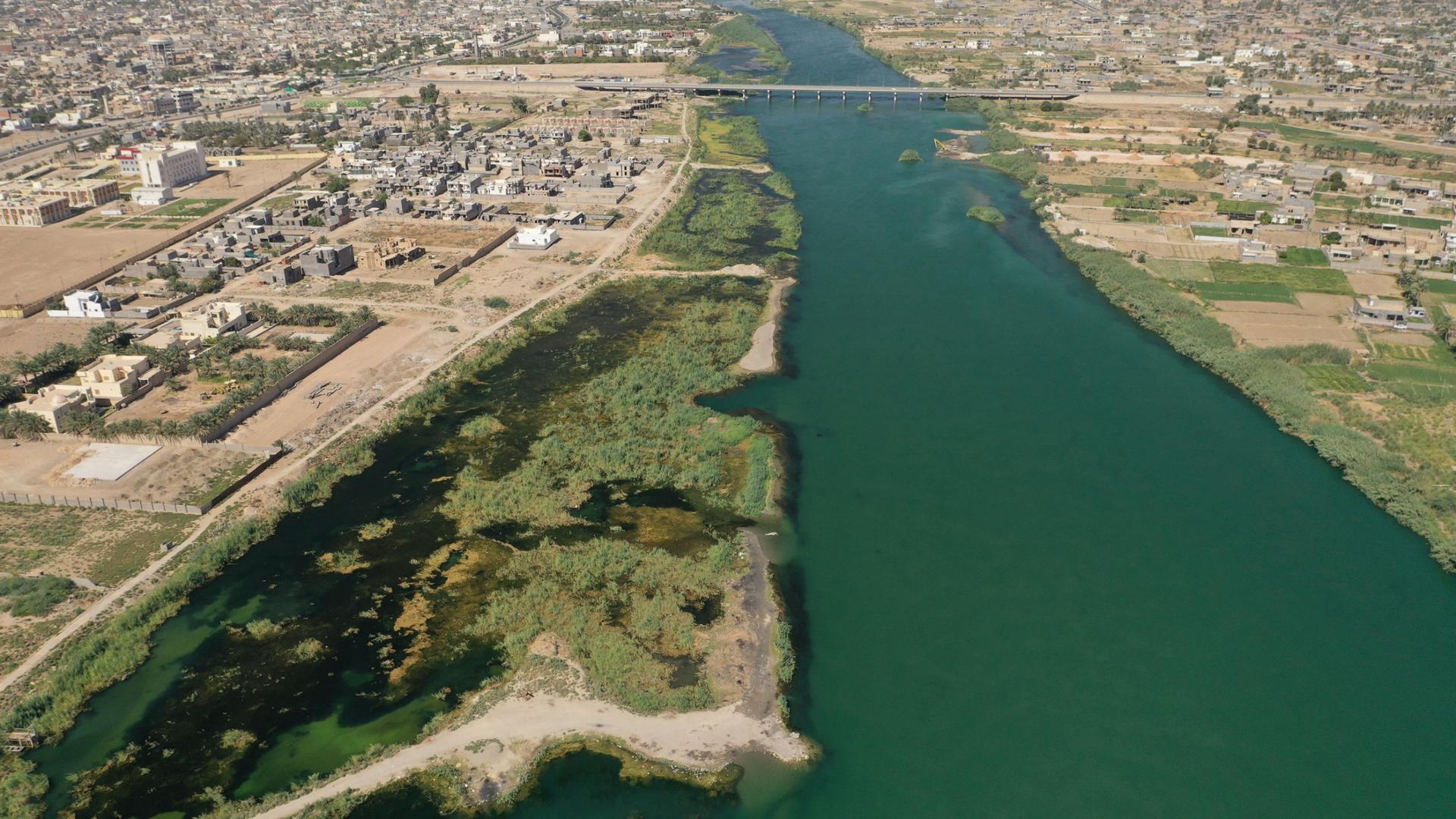 From Anbar, Iraq, an aerial view of the Euphrates river, August 2021.