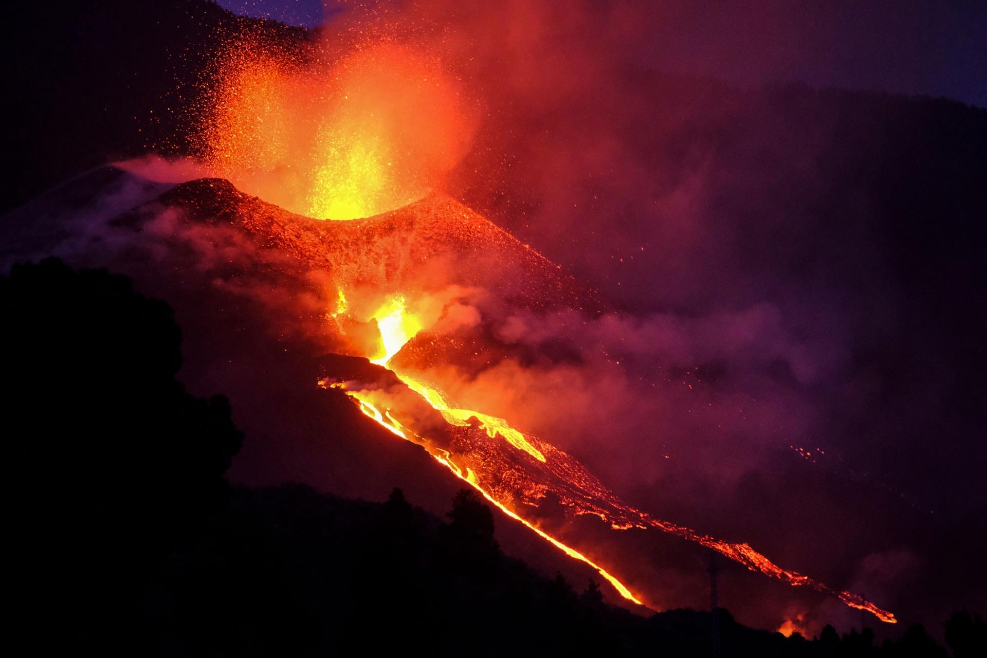 Lava flows from a volcano on the Canary island of La Palma, Spain, Saturday Oct. 2, 2021. 