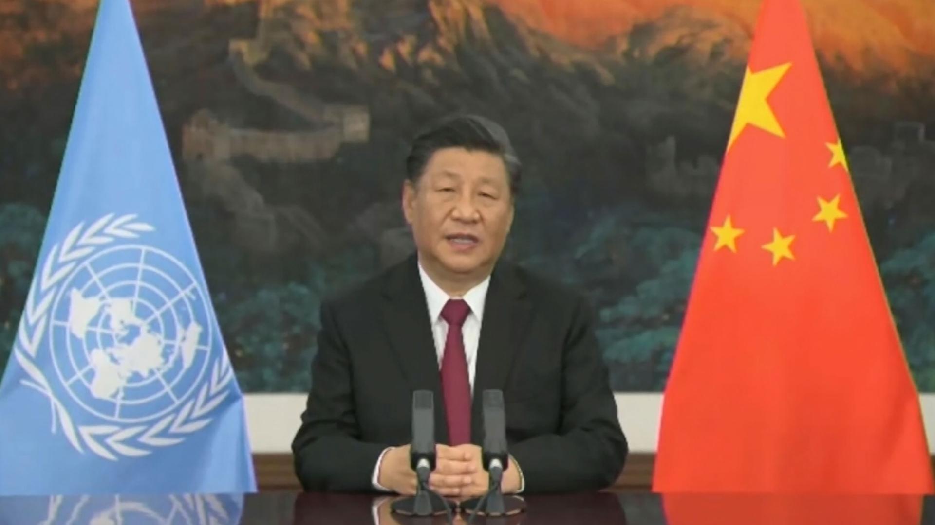 In this image taken from video released by Convention on Biological Diversity, Chinese President Xi Jinping speaks at a video conference of the UN Biodiversity Conference (COP 15) in Kunming in southwestern China's Yunnan province, Tuesday, Oct 12, 2021.