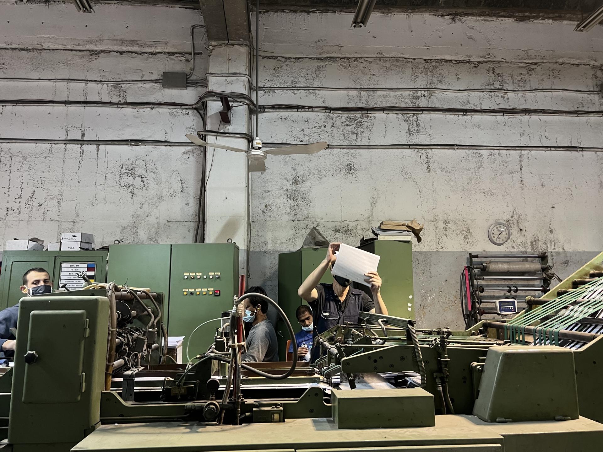The Oriental Paper Products factory on the outskirts of Beirut employs 70 people. Its management is considering moving operations abroad, which means workers could lose their jobs.