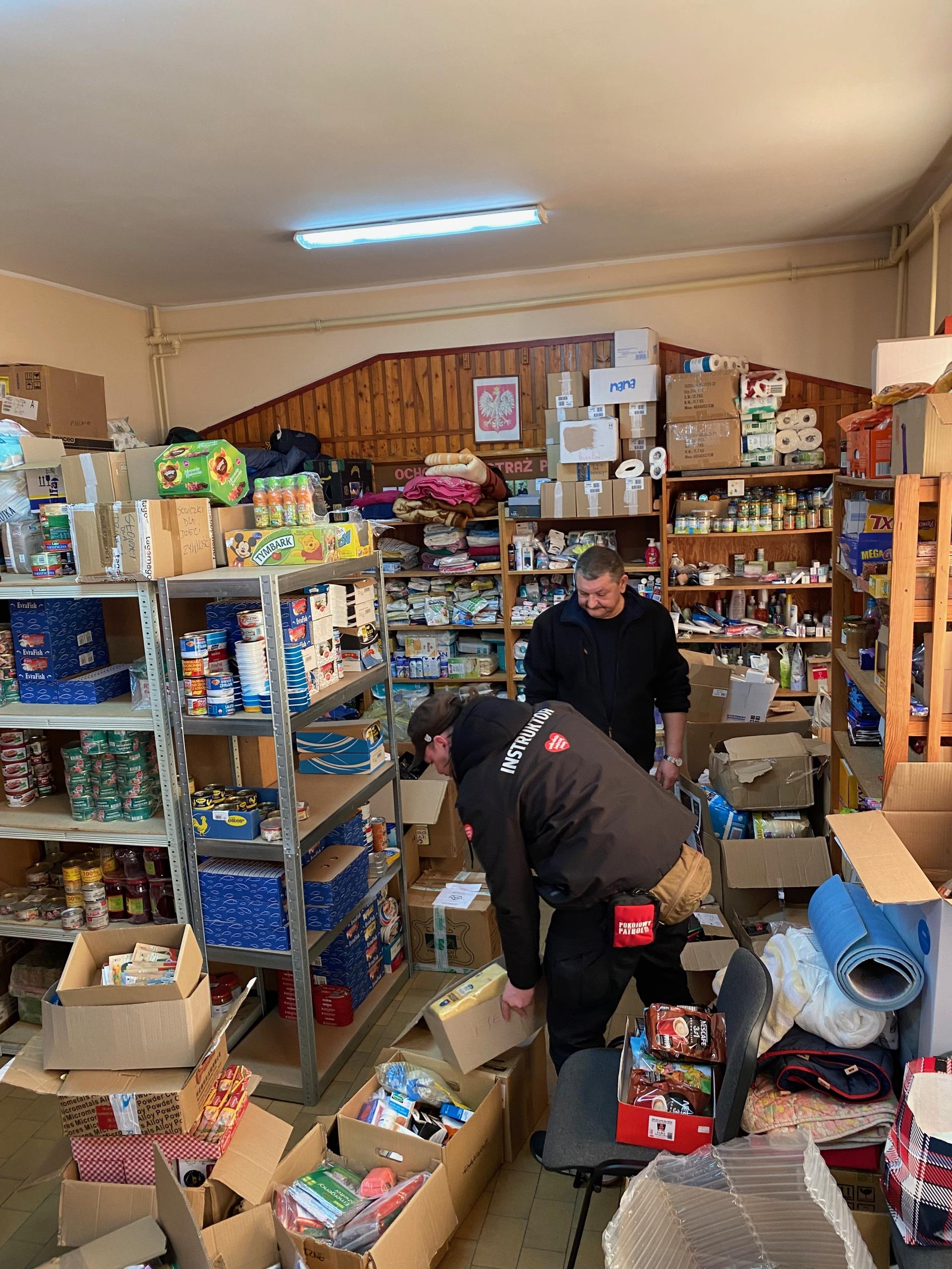 A fire station run by volunteer firefighters in Michalowo, Poland, has become a distribution point for donations that activists deliver to migrants in the forest.