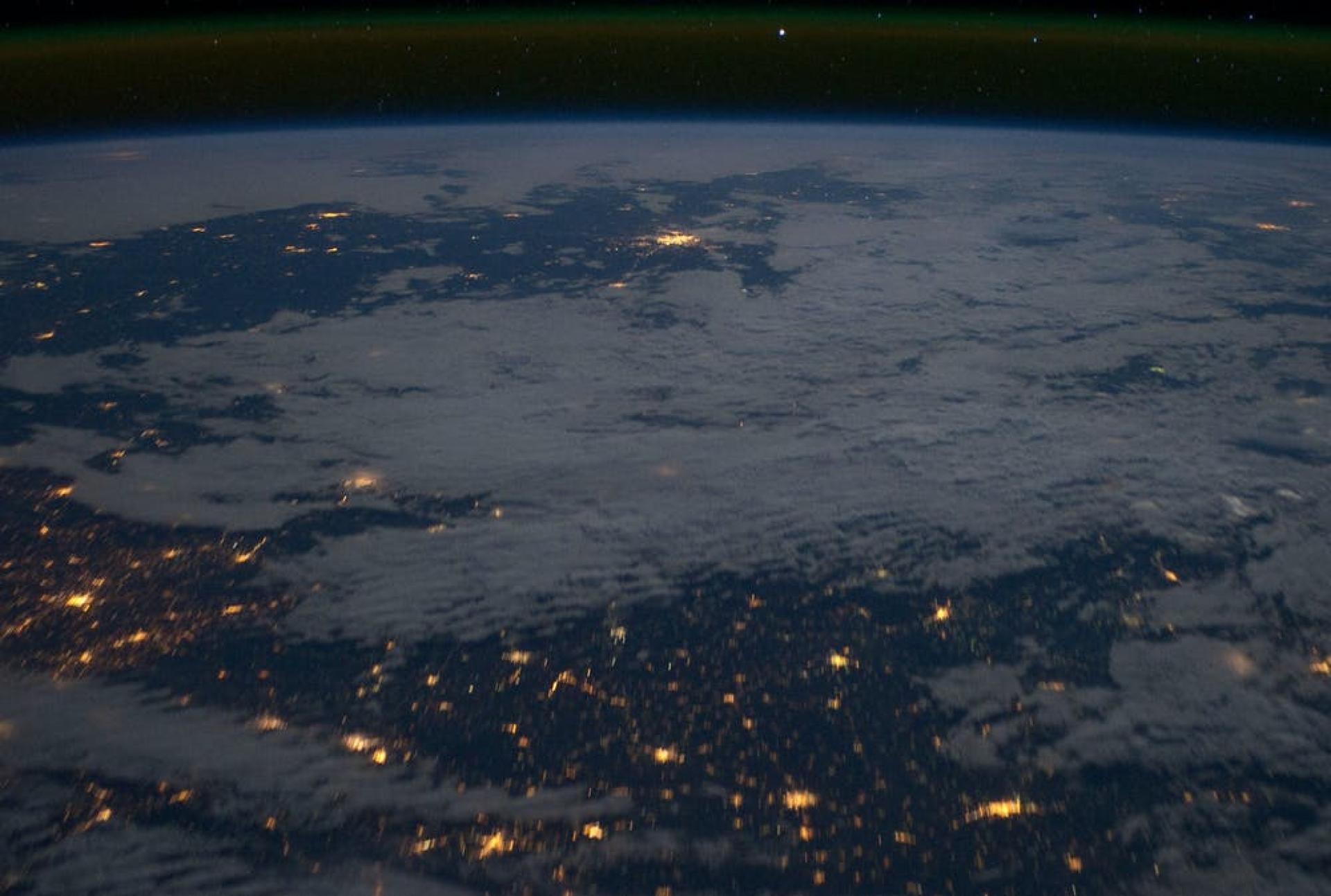 Ukraine by night from a satellite, showing lights in large cities