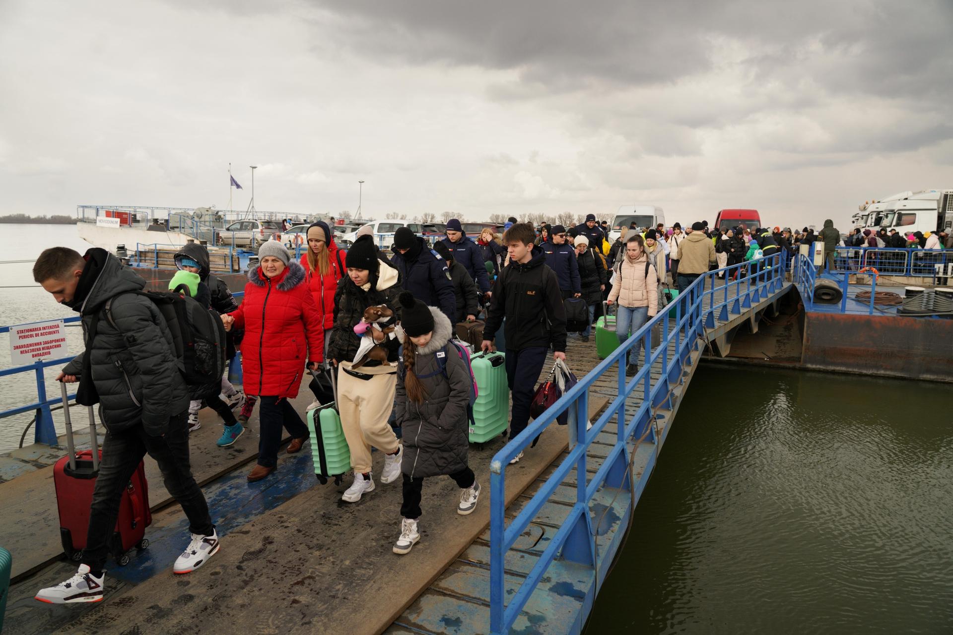 The refugees from Ukraine to Romania's southern border are mainly women, children and elderly people. Men, ages 18 to 60, can’t leave Ukraine if they’re eligible for the draft.