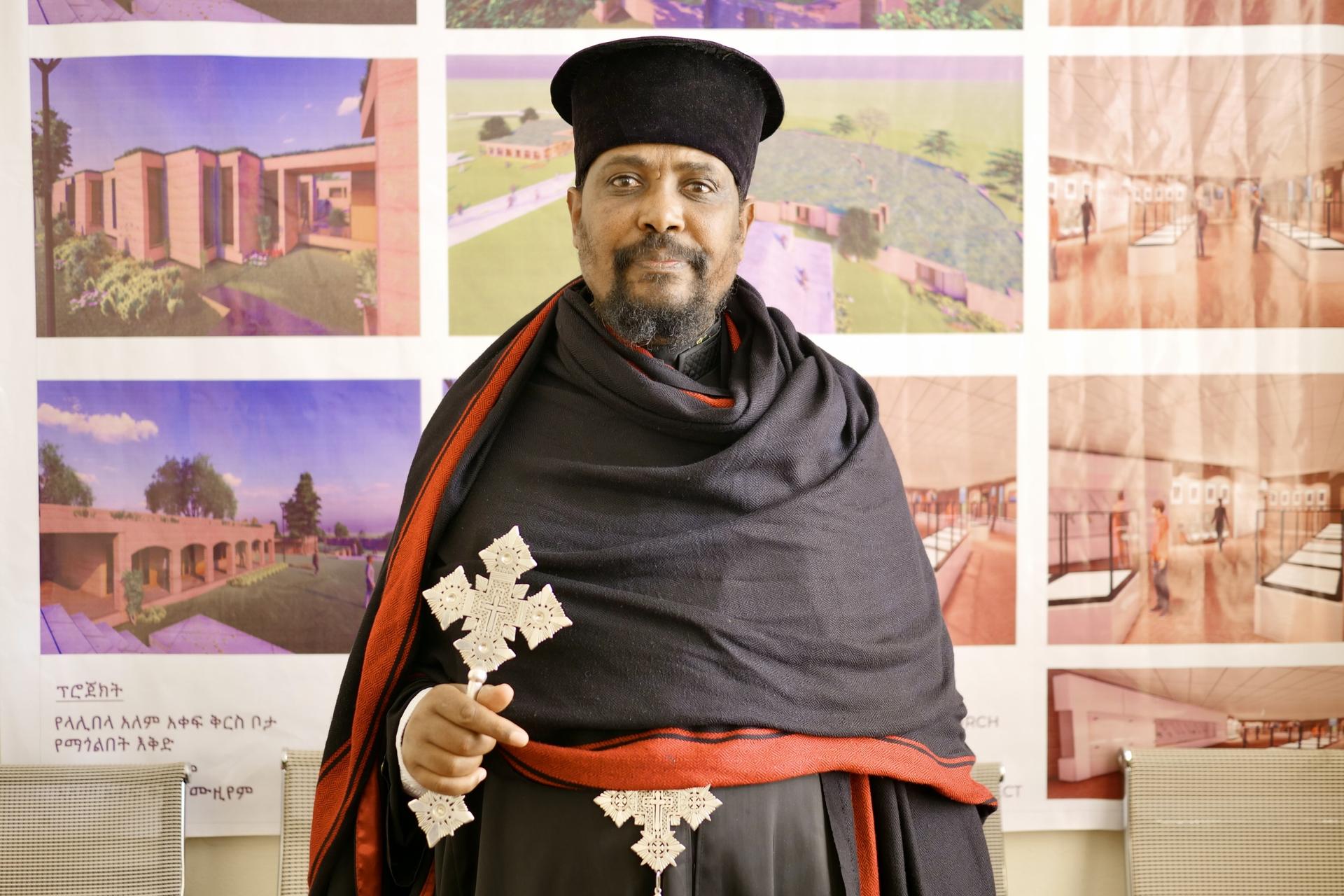 Priest Tsege Selassie Mezgebu, the administrator of the Lalibela monastery in Ethiopia, Feb. 16, 2022.