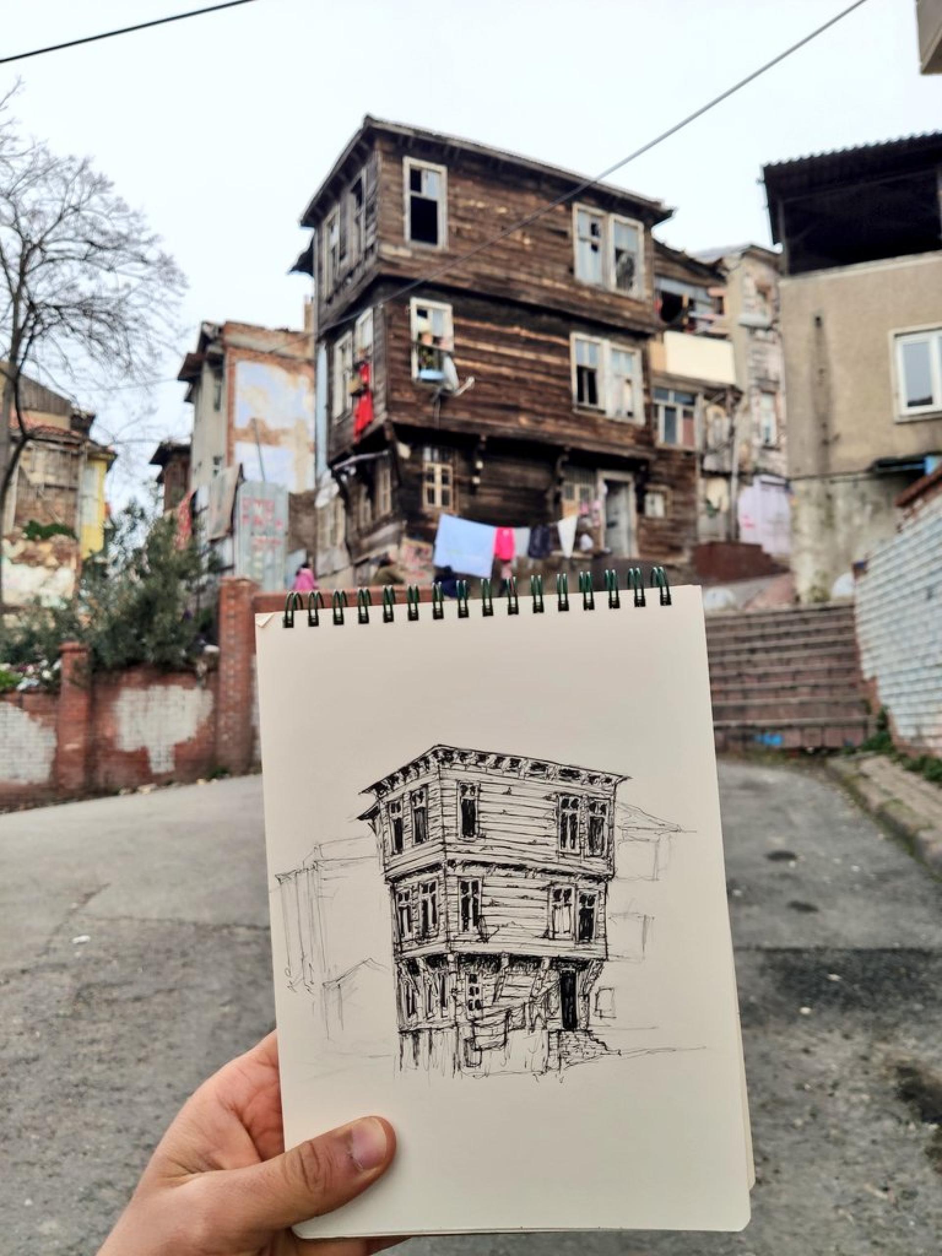 wooden house drawing