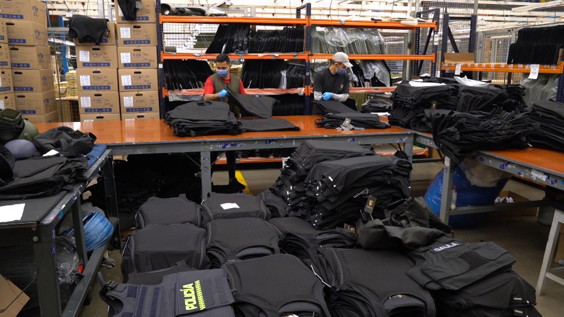 Workers at the MC Armor plant in Colombia making bulletproof vests and other gear.