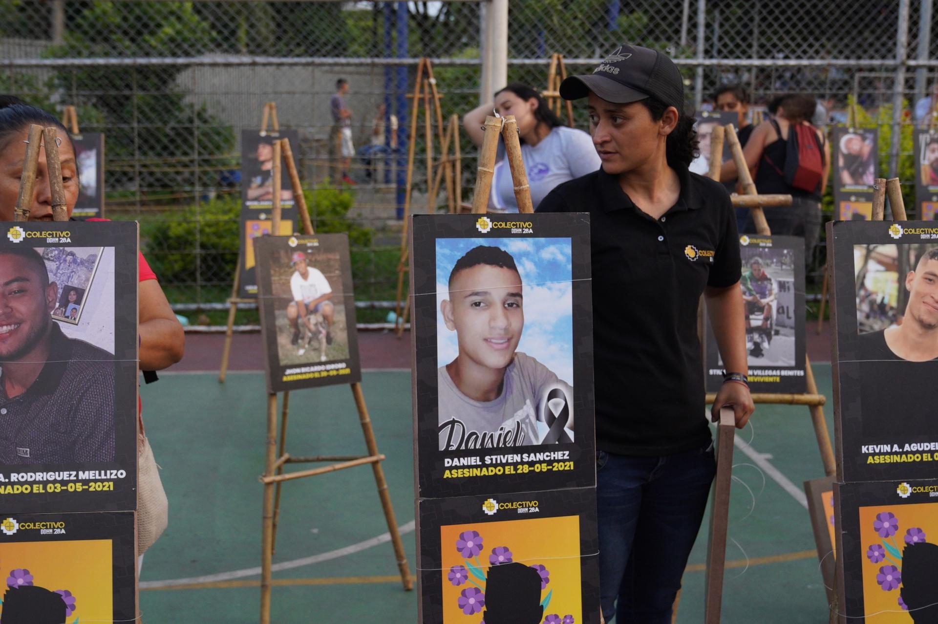 Families of youth killed while protesting in Colombia last year