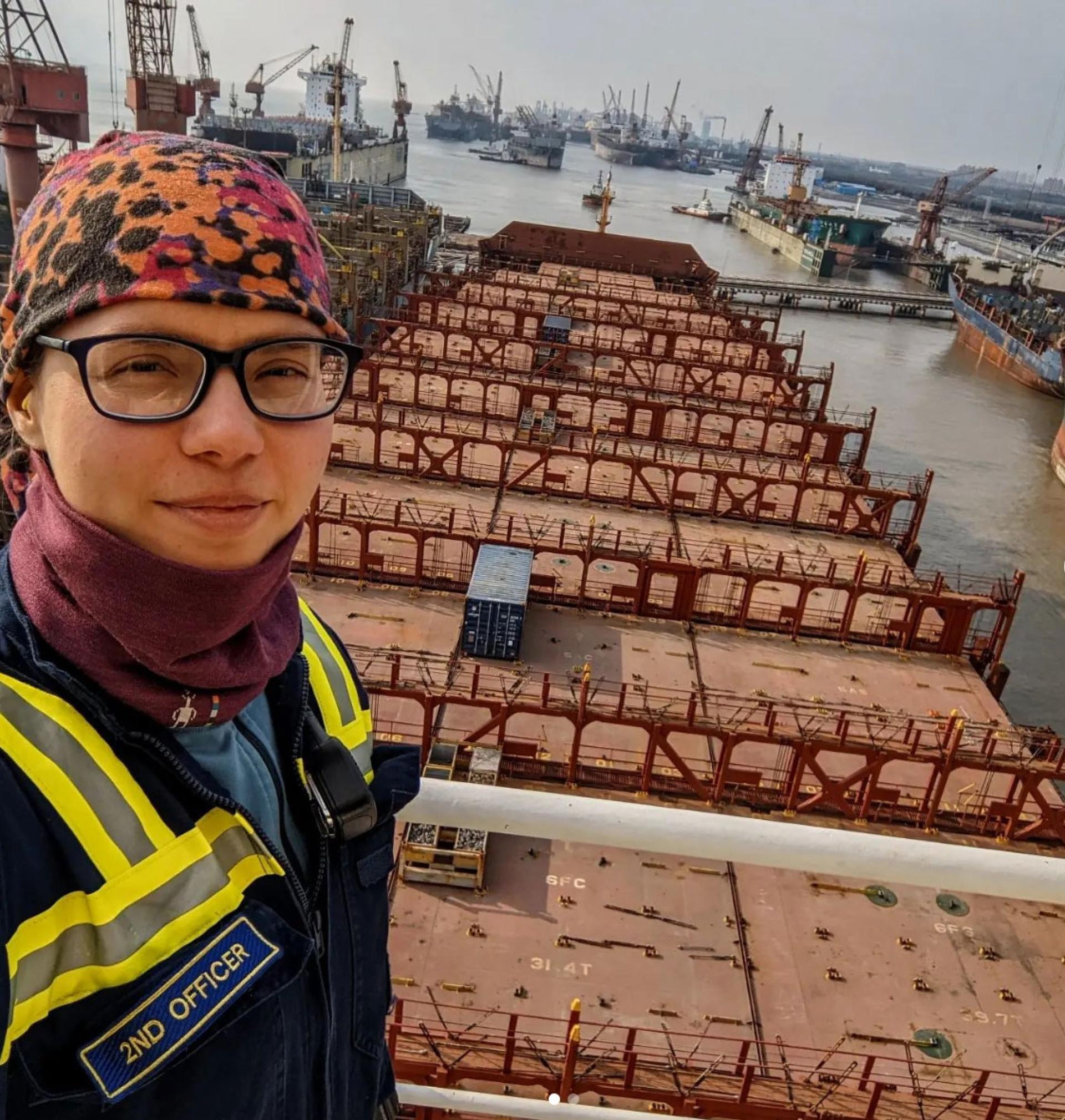 Madeleine Wolczko, second mate on a cargo ship, has been stranded in the Shanghai port during the COVID-19 lockdown. 