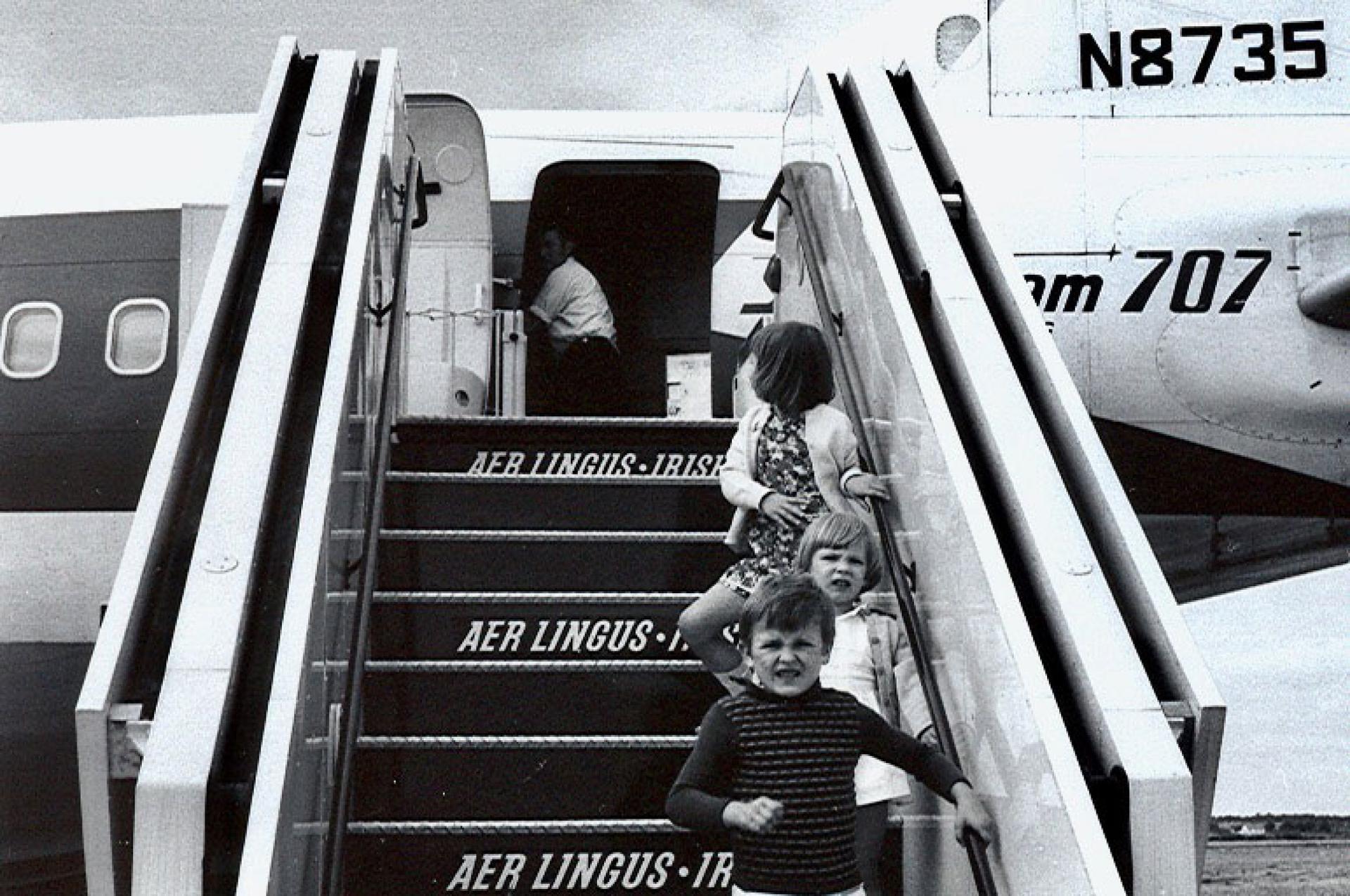 Julie Sedivy (center) and two siblings on their arrival at Montreal’s airport in 1971. 
