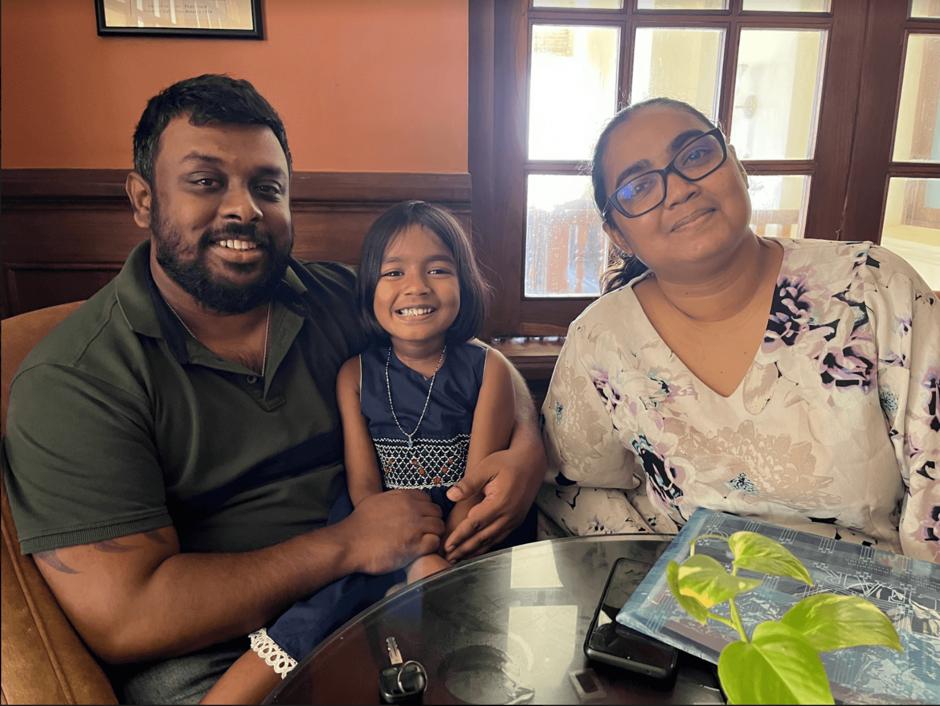 Piumi and Alexander Mark, with daughter Kendra, in Colombo, Sri Lanka.