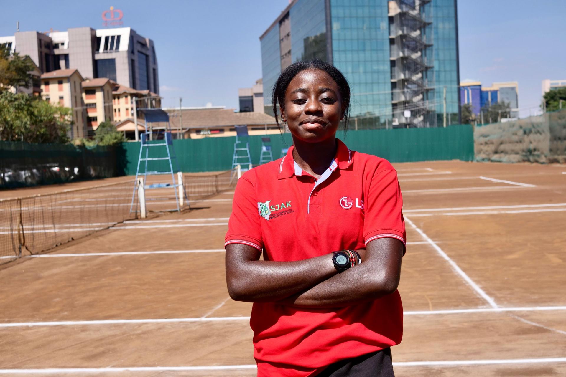 Angella Okutoyi, 18, is an inspiration in Kenya to aspiring tennis players. 