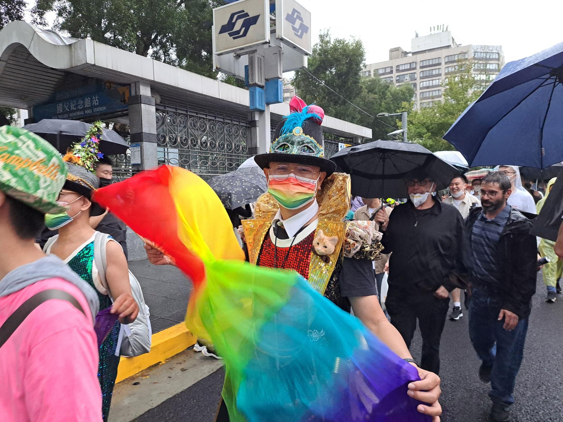 Over a 100,000 people arrived at Taipei's City Hall Plaza despite heavy rain for Taiwan's annual Pride celebration on Saturday, Oct. 29.