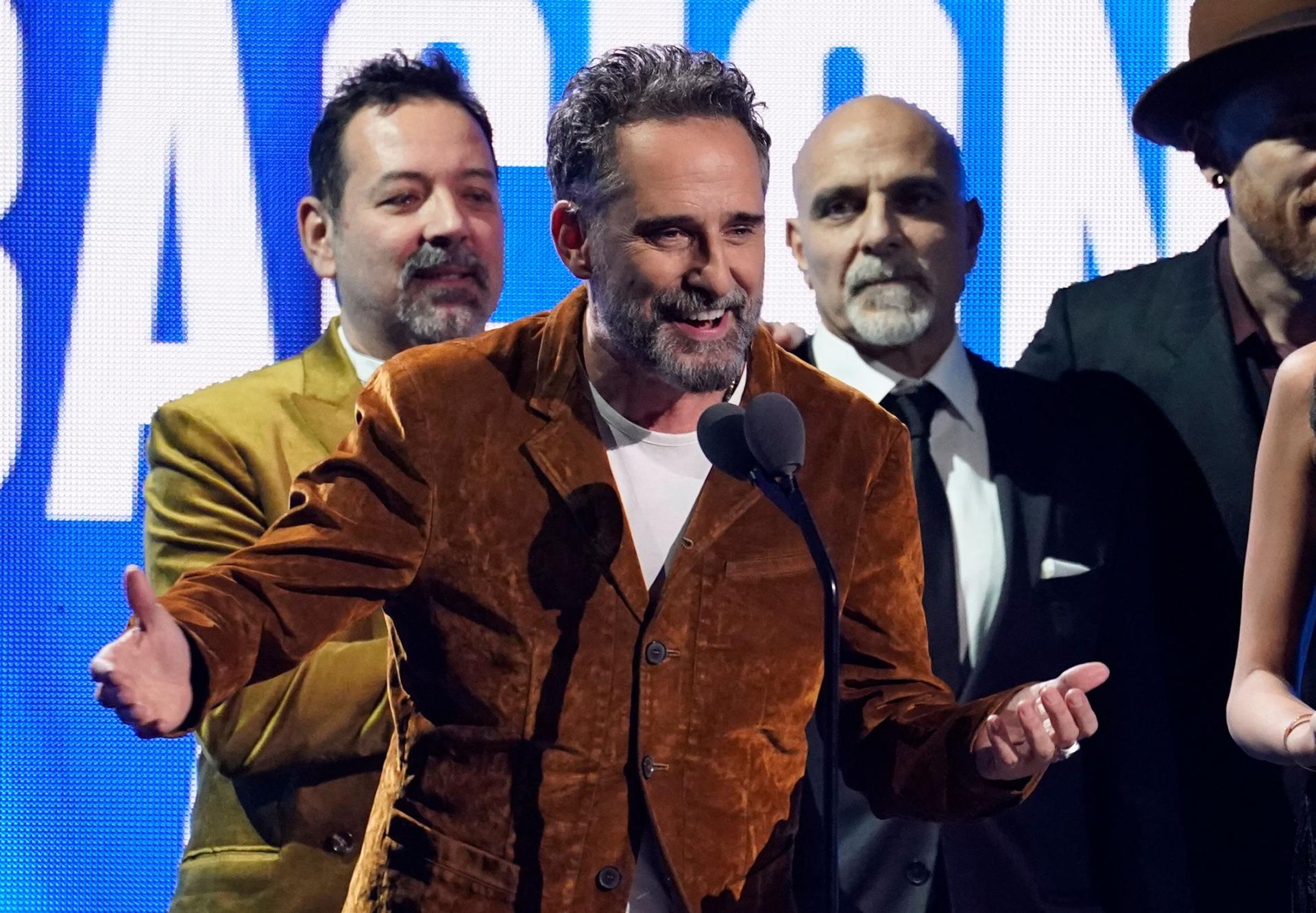 Jorge Drexler accepts the award for record of the year for "Tocarte" at the 23rd annual Latin Grammy Awards at the Mandalay Bay Michelob Ultra Arena on Thursday, Nov. 17, 2022, in Las Vegas.