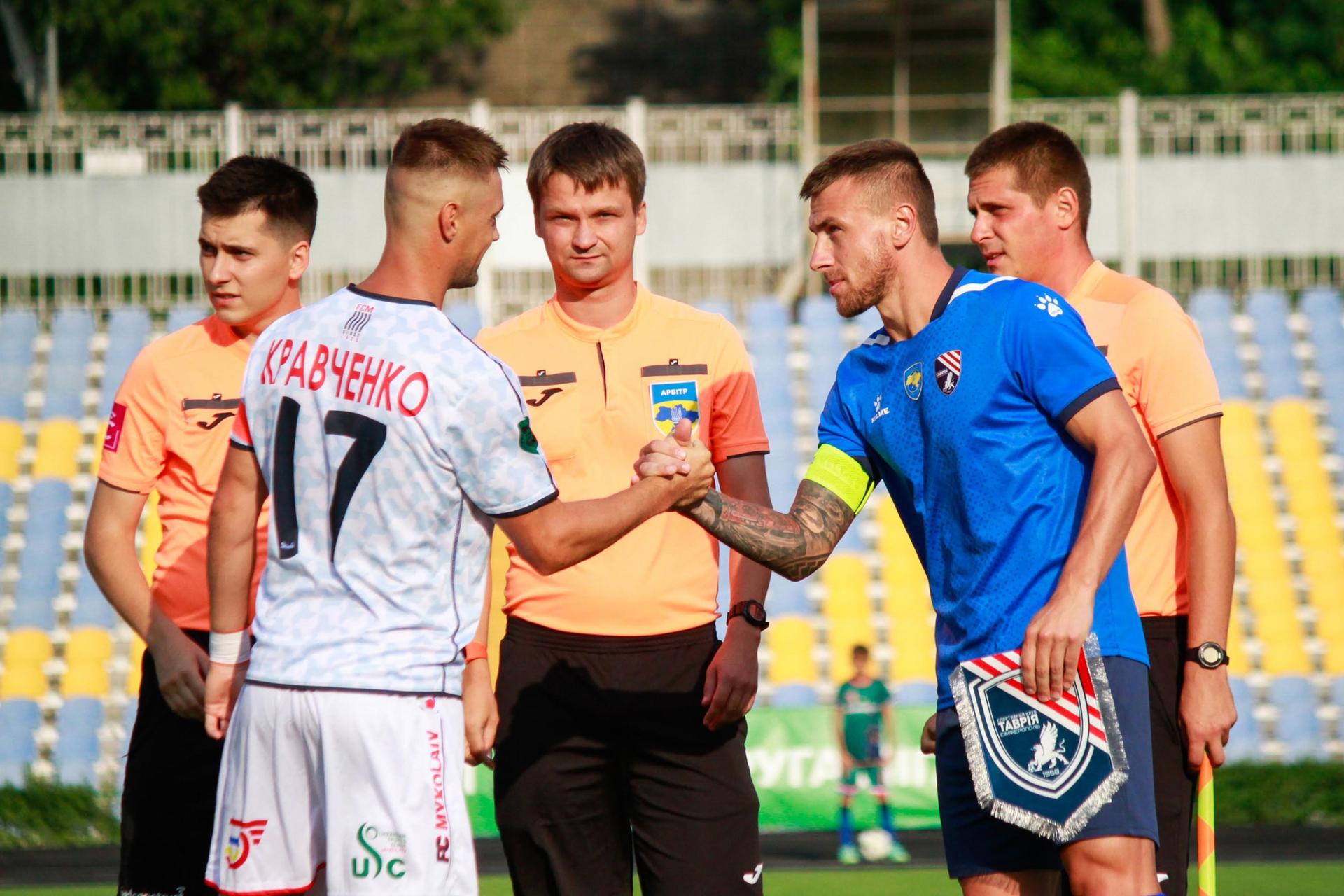 A player from Tavriya Simferopol prepares to face off in a match earlier this year.