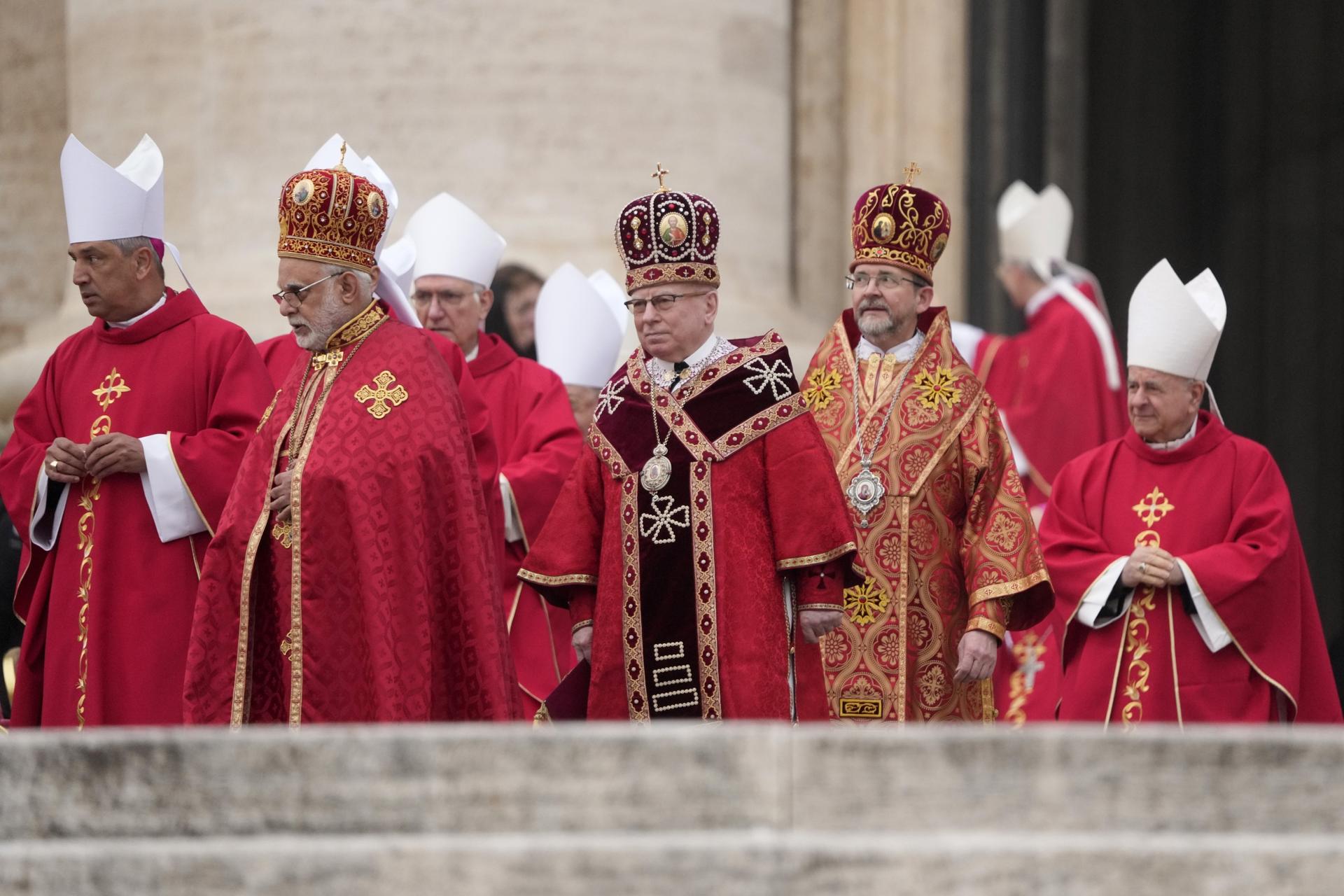 Cardinals arrive in procession ahead of the funeral mass for late Pope Emeritus Benedict XVI in St. Peter's Square at the Vatican, Jan. 5, 2023.