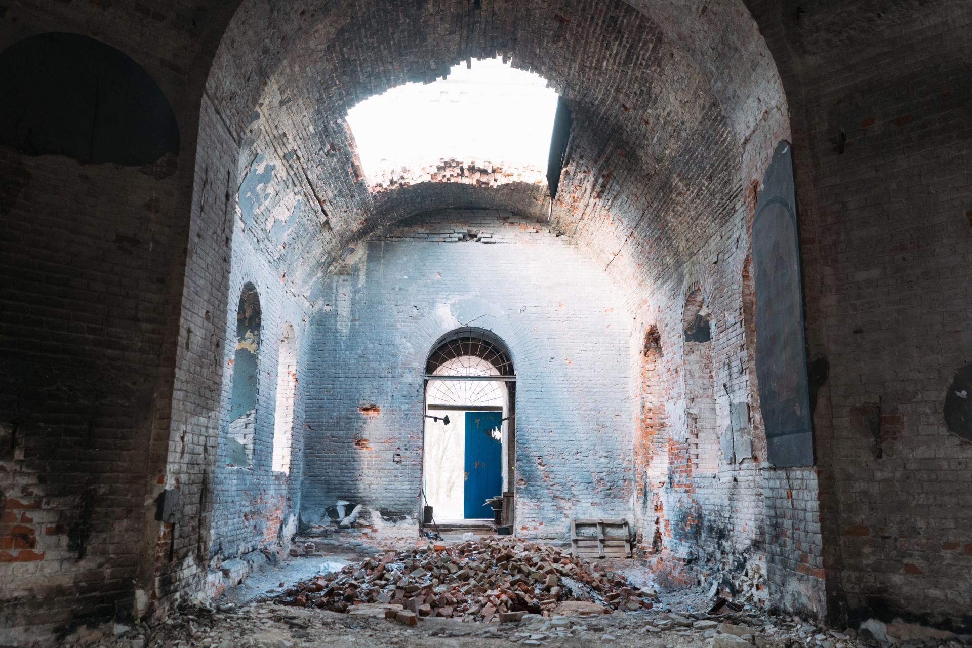 inside damaged church