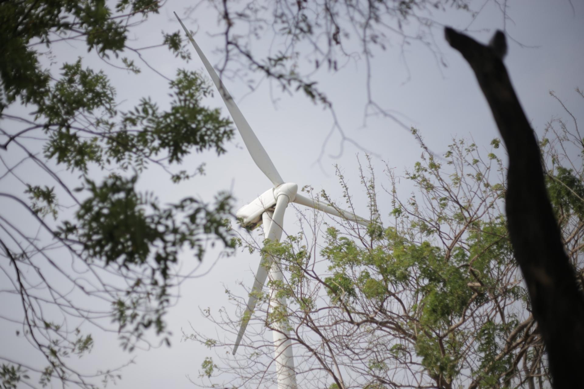 A wind generator near the town of Juchitán de Zaragoza, Mexico, which is along the Interoceanic Corridor, a signature project of President Andrés Manuel López Obrador.