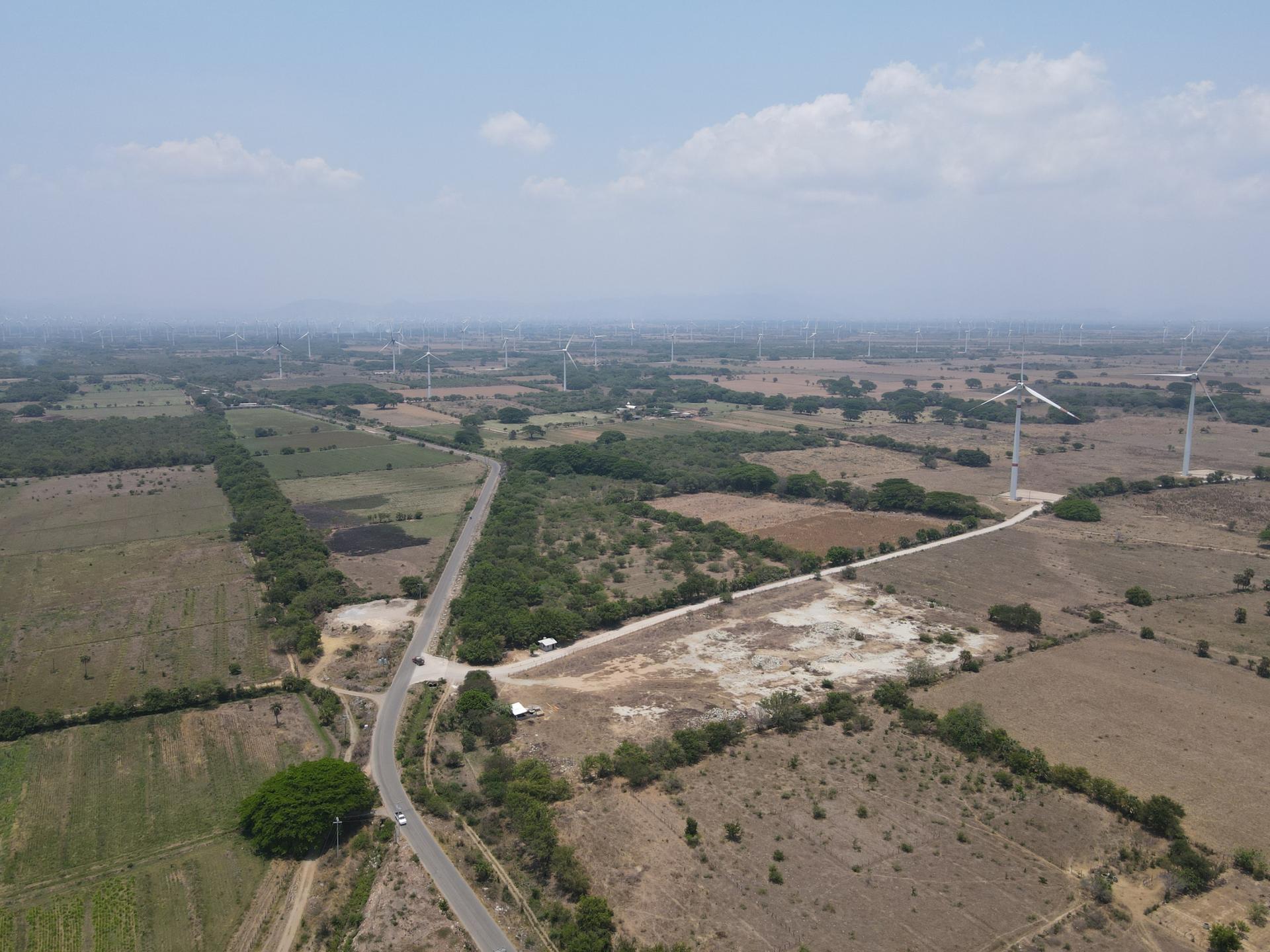 Wind farms around the town of Juchitán de Zaragoza in Mexico, which is in the middle of the Interoceanic Corridor.