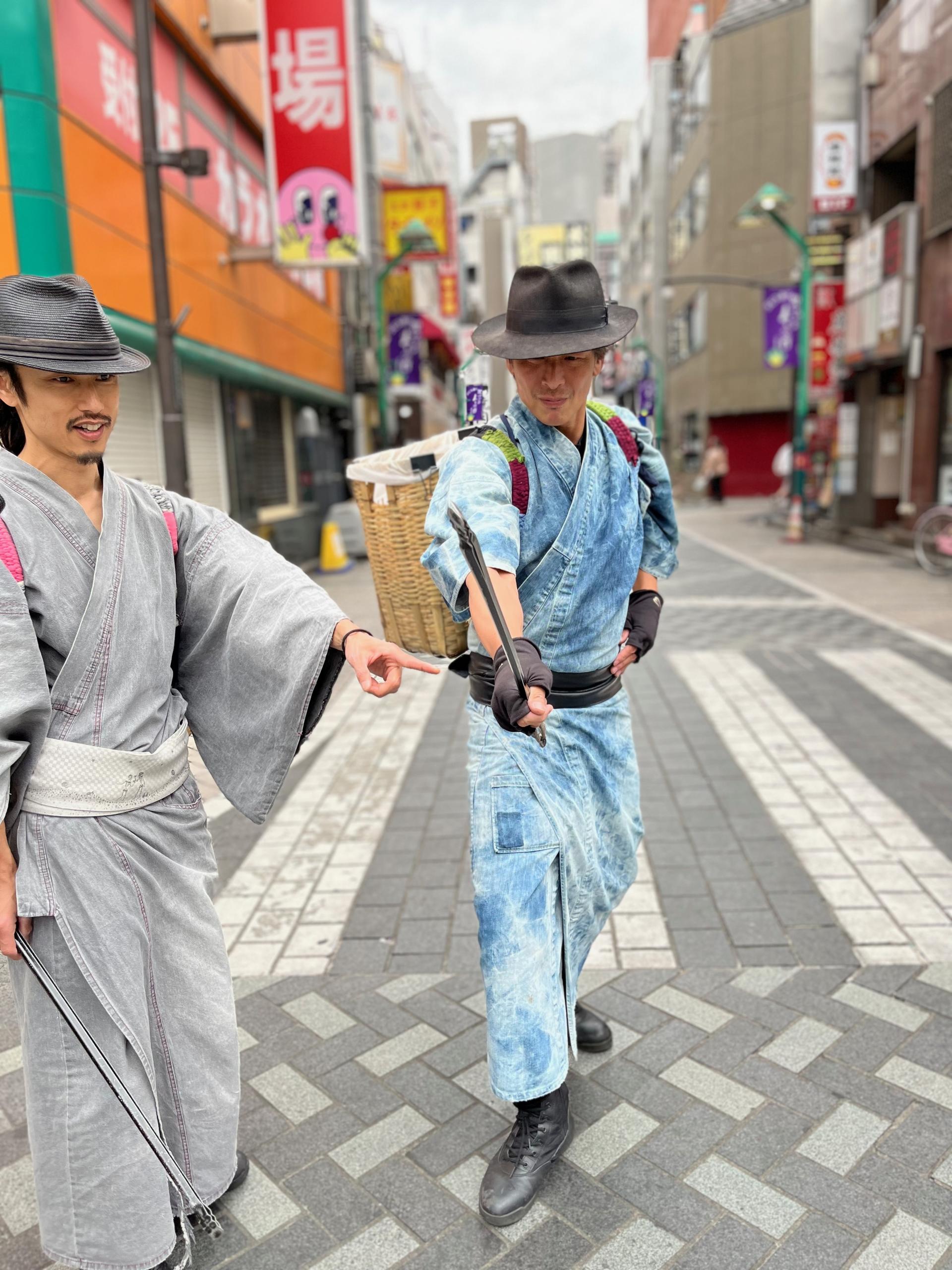 two men act as samurai
