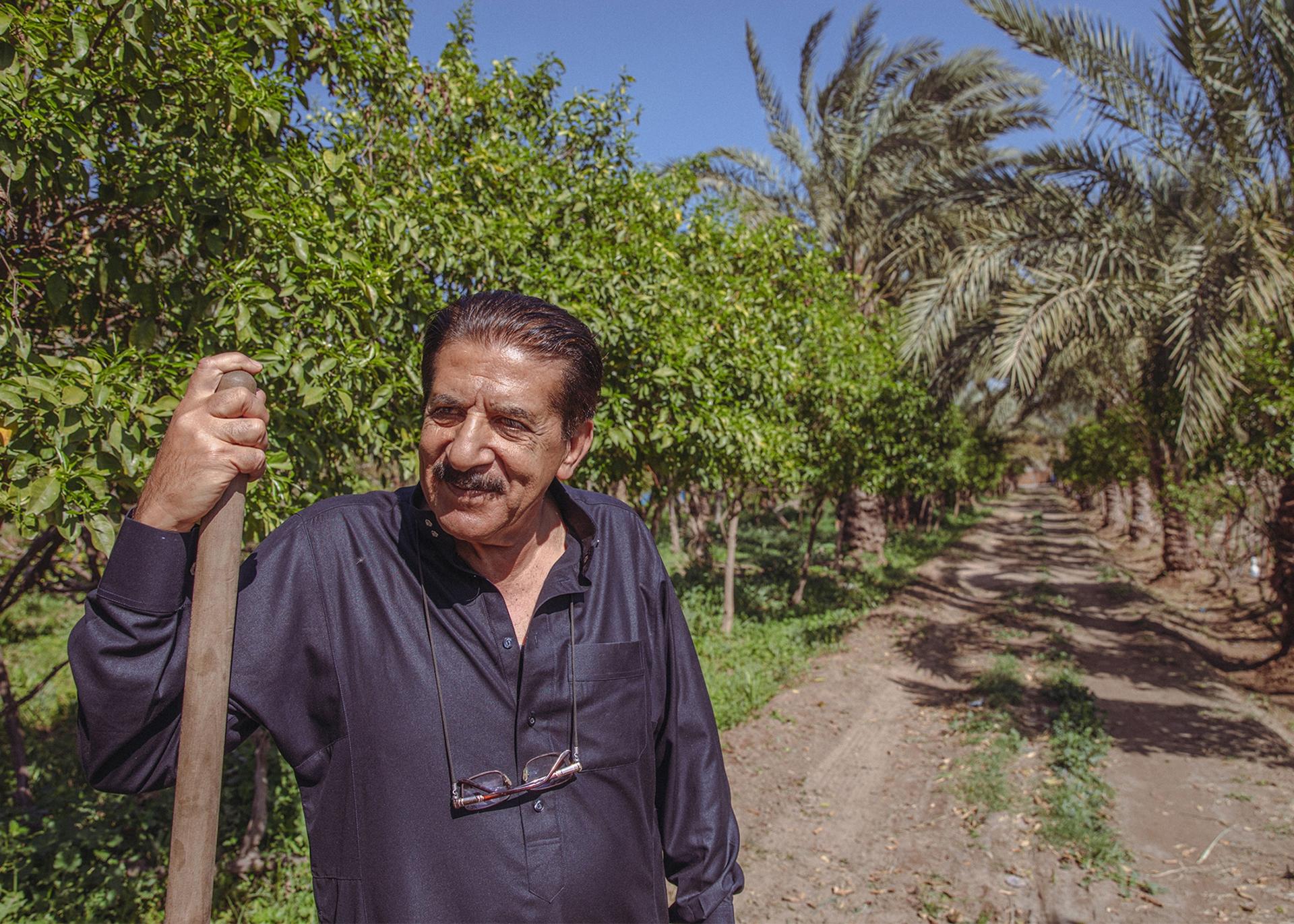 Ayyad Mohmmed Ali says his palm tree grove is his sanctuary, where he can escape the noise and pollution of Baghdad, a city of roughly 8 million people.