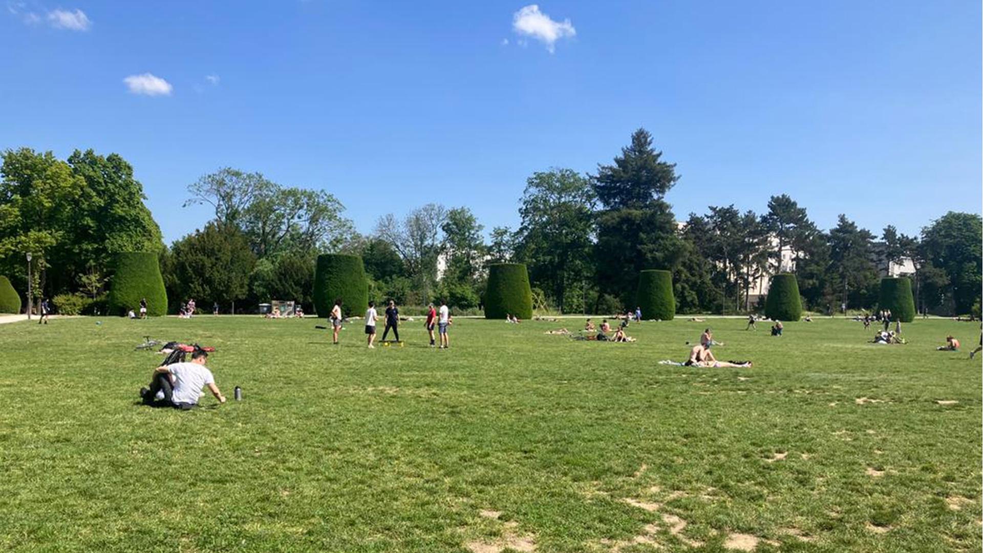 Students hang out on campus at Cité Internationale Universitaire in Paris, France, that admits thousands of international students every year.