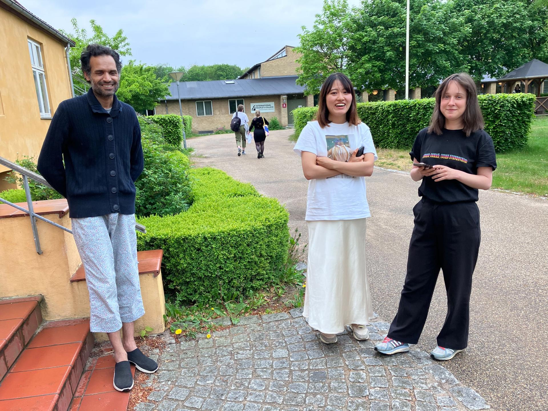 Marta Kostiv stands with other IPC students on campus, Elsinore, Denmark, May 23, 2023.