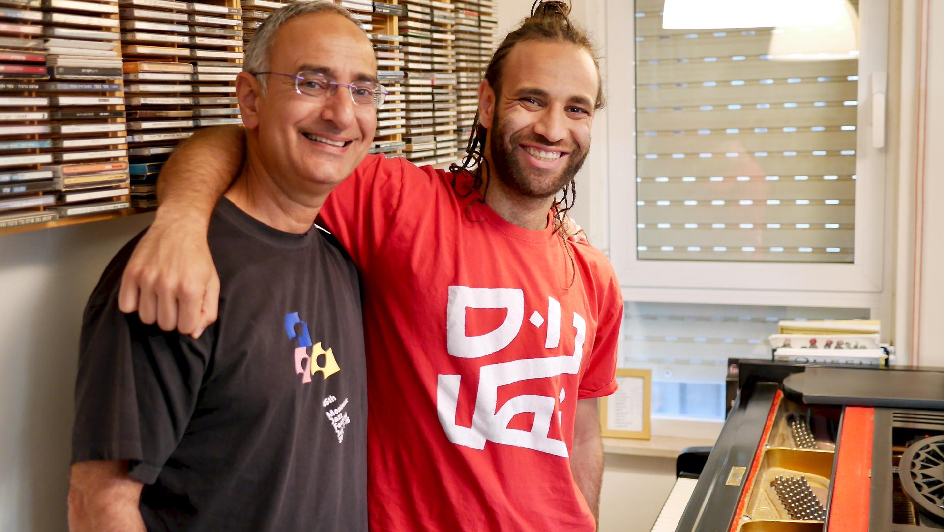 Israeli rapper Noam Tsuriely with his father Yinon Tsuriely.