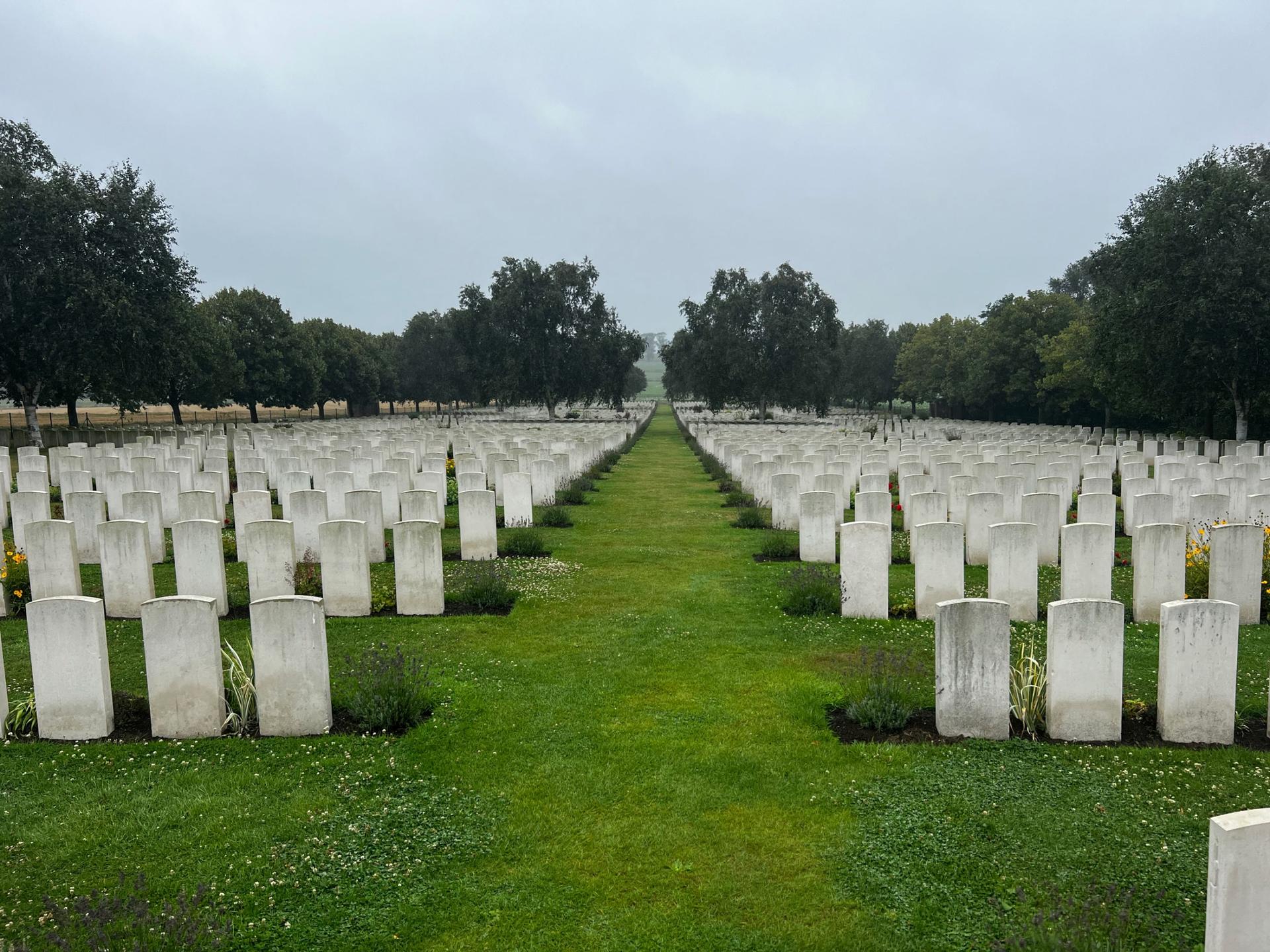 A British cemetery in Hooge, Belgium just east of Ieper. Casualties along the Ieper front line known as the Salient were in the hundreds of thousands. The Third Battle of Ypres in 1917 alone saw 900,000 dead and wounded. 