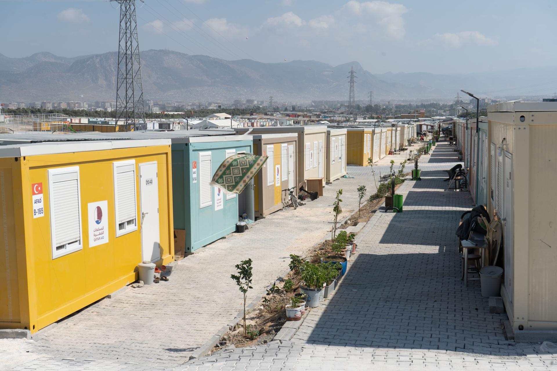 A container camp in Antakya, Turkey.