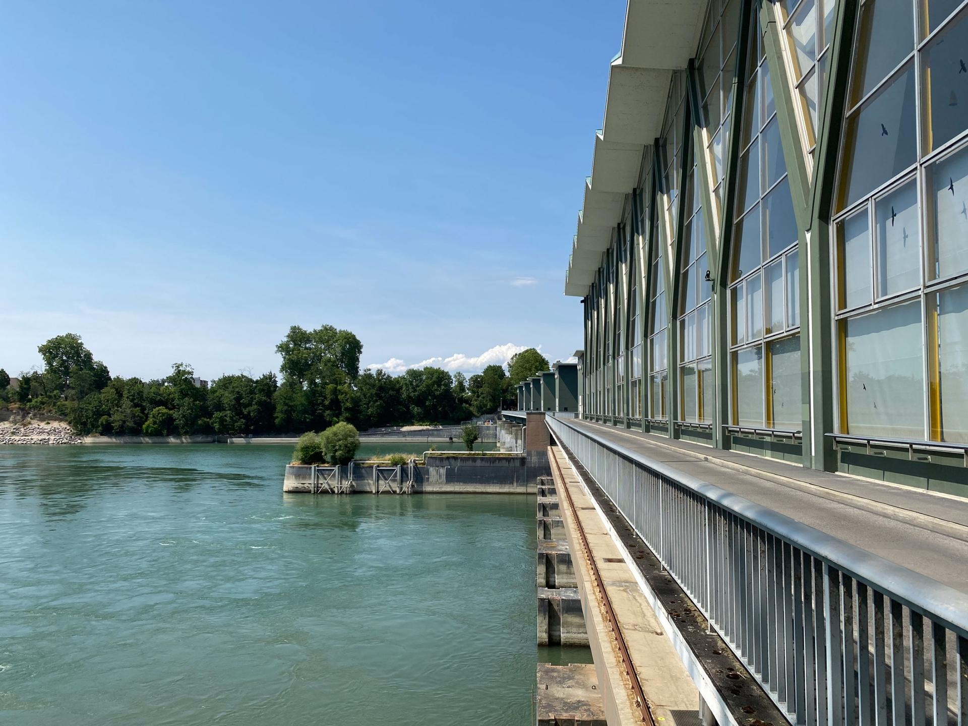 The Birsfelden hydropower facility in Basel, Switzerland, doubles as a public walking path across the Rhine.