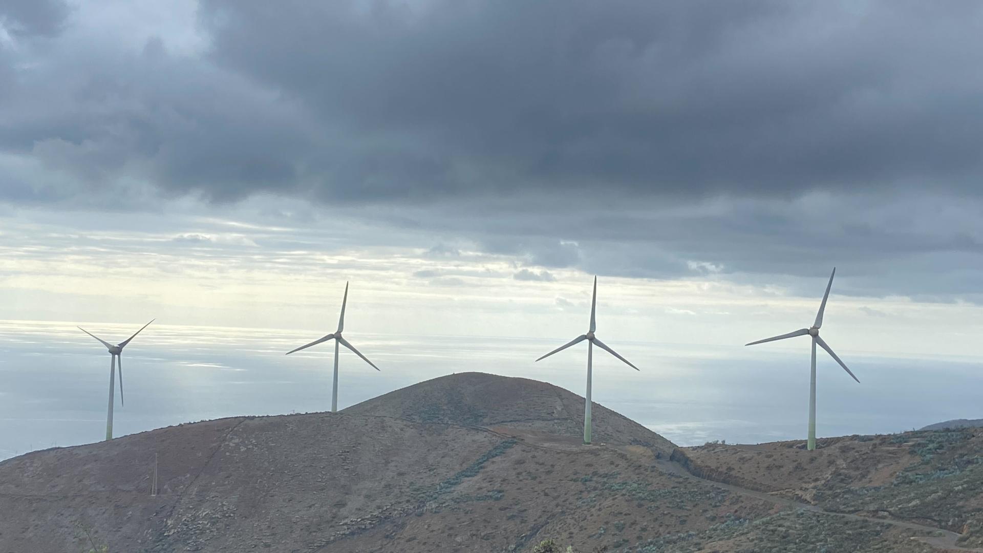 Four land-based wind turbines