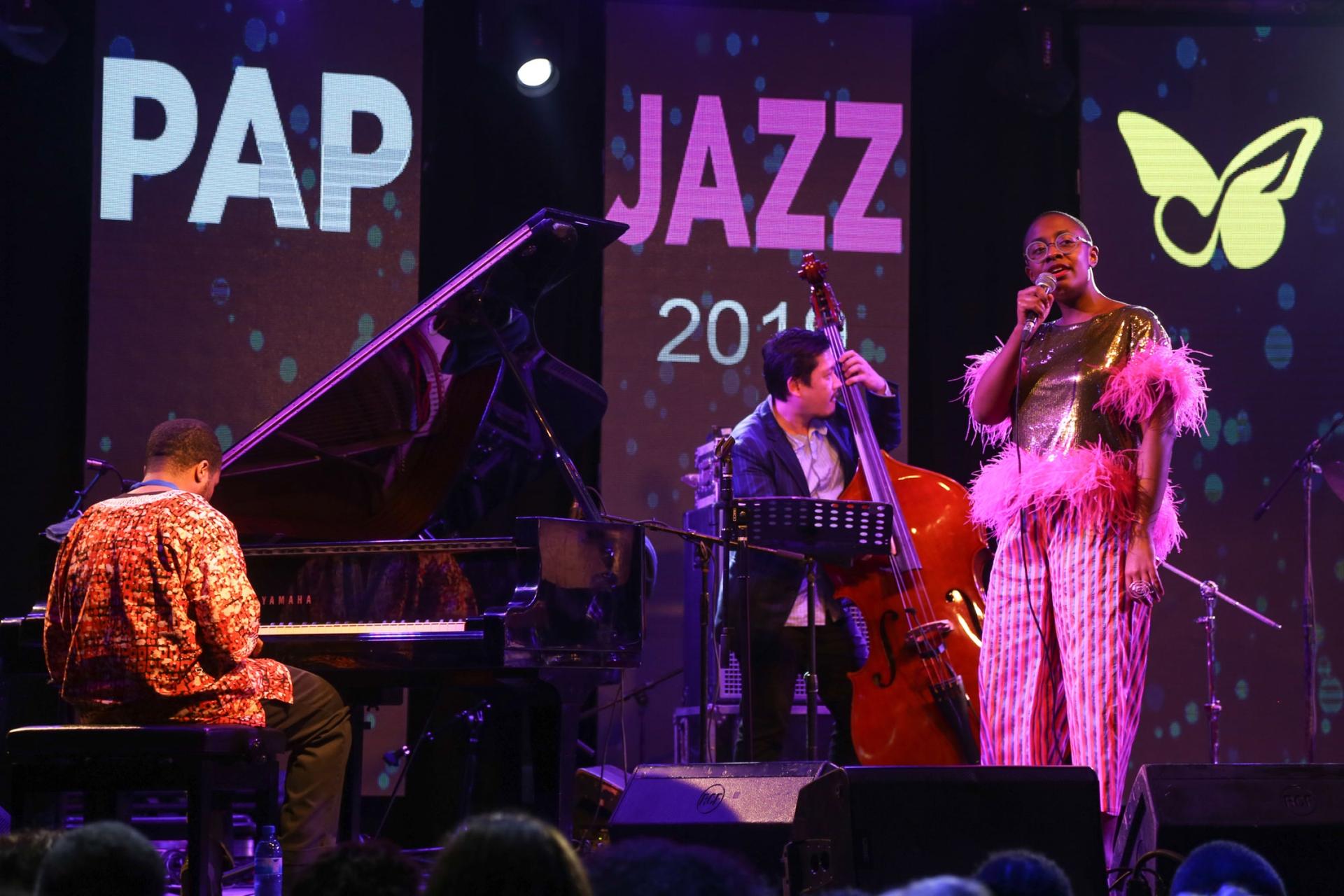 Grammy award winner Cécile Mc Lorin Salvant, Haitian French American, sings at the PapJazz Festival in Haiti. 