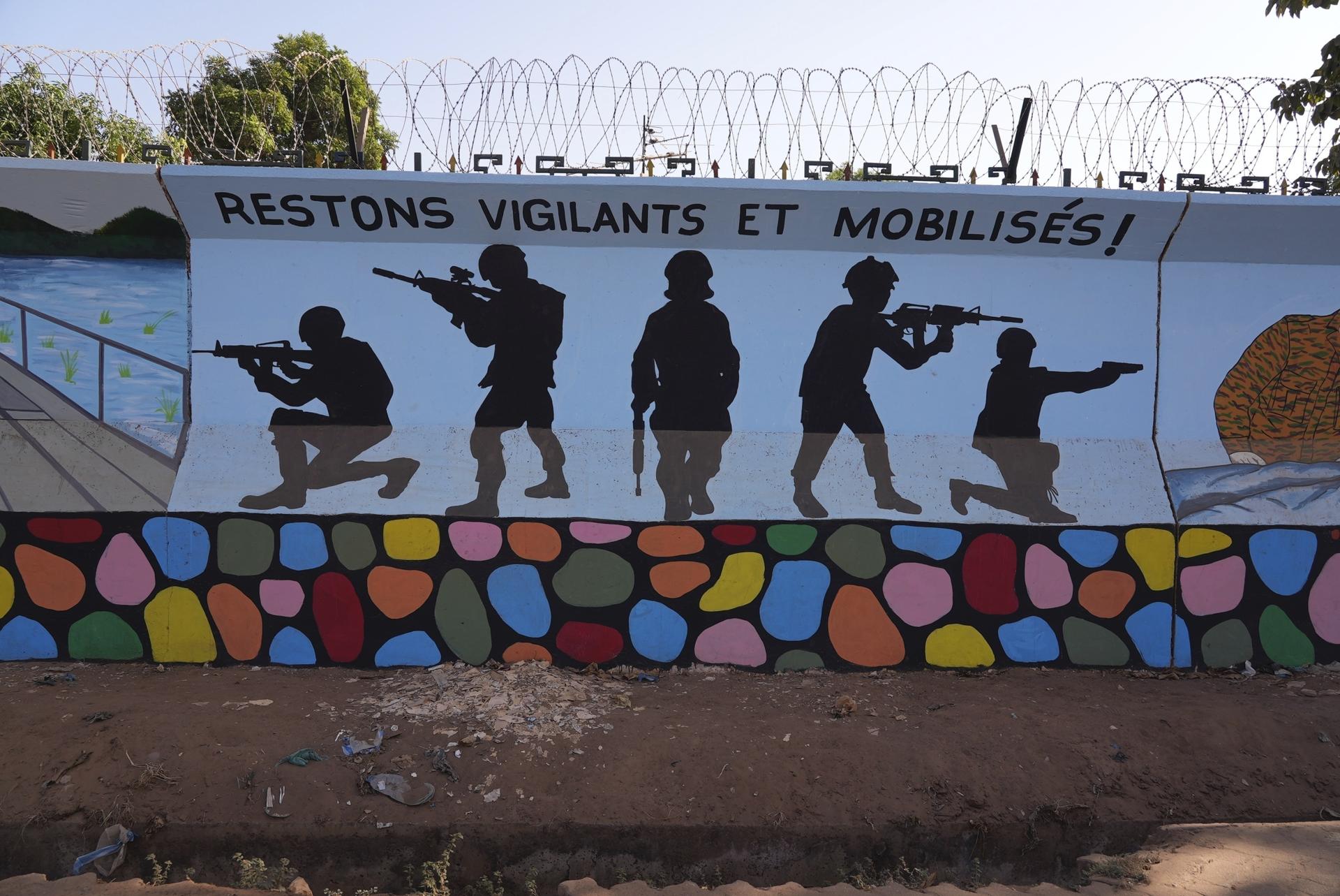A mural is seen in Ouagadougou, Burkina Faso, on March 1, 2023.