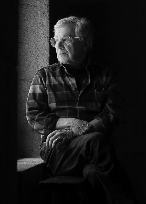 black and white photo of Bernie Krause