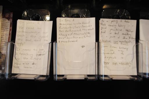 pieces of paper with written comments 