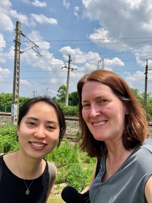 Mary Kay Magistad, right, reported from China with reporter Shuang Li, left, in June 2019.
