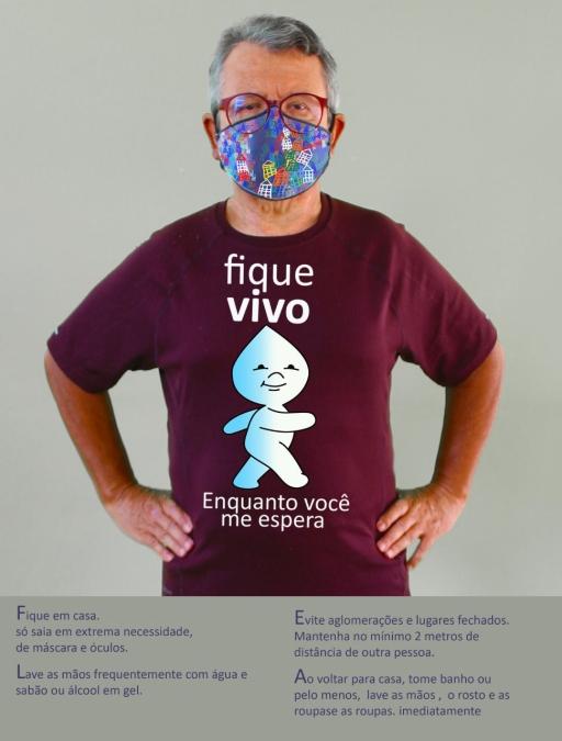 Darlan Rosa wears a shirt featuring the Zé Gotinha droplet that promotes vaccinations in Brazil. 