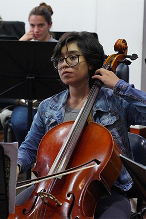 Cello player Sara Catalina Alvarez is the orchestra's youngest member.