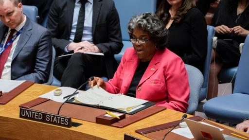 Linda Thomas-Greenfield, Permanent Representative of the United States to the United Nations, speaks during a Security Council meeting on the maintenance of peace and security of Ukraine, Monday, Feb. 6, 2023, at United Nations headquarters. 