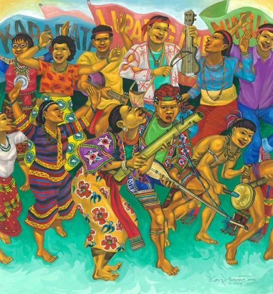 “Talabok” is a Lumad Matigsalog term for social gathering or market day. Artwork by Federico Boyd Sulapas Dominguez.