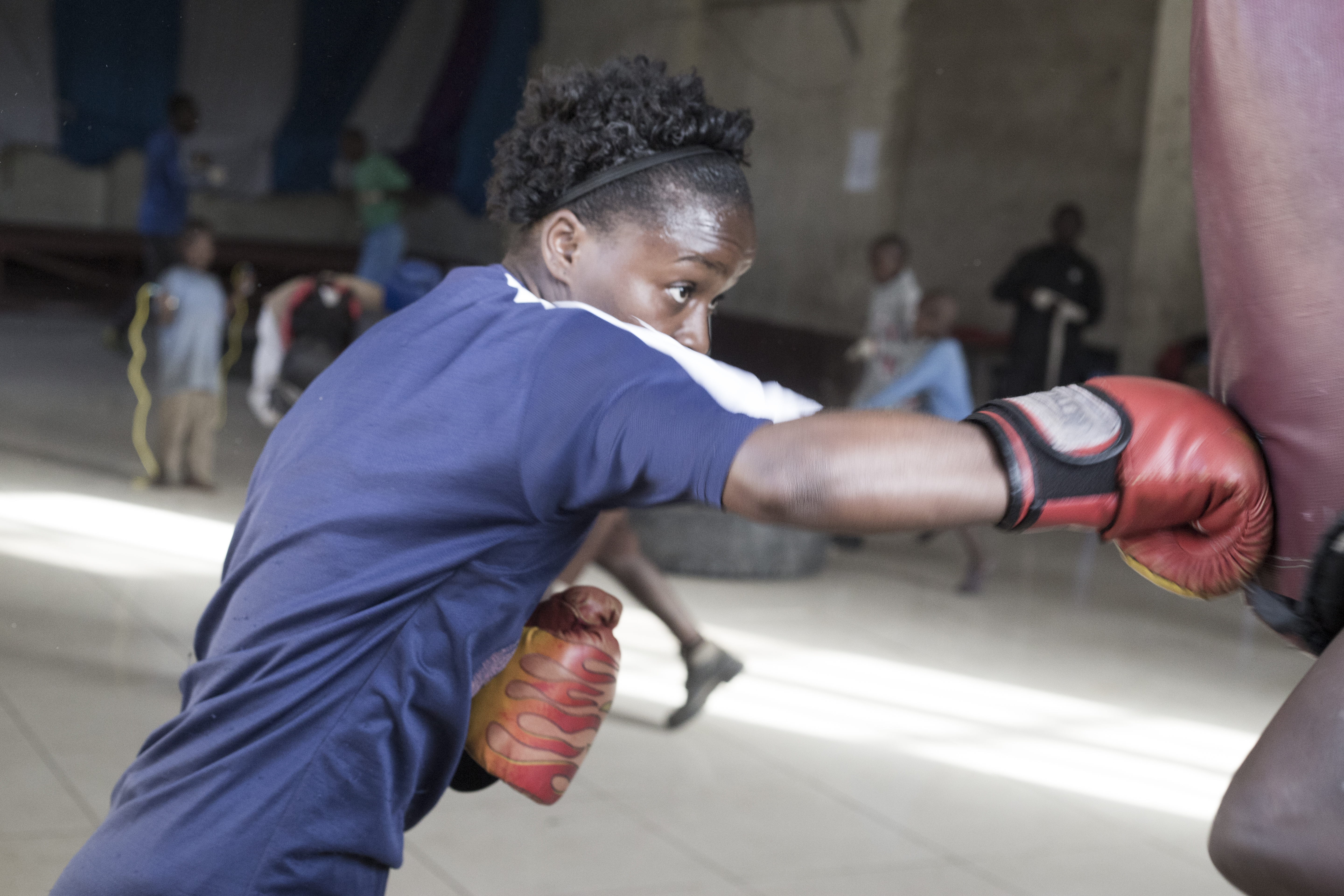 Veronica Mbithe trains at the Dallas Boxing Club in Muthurwa, Nairobi