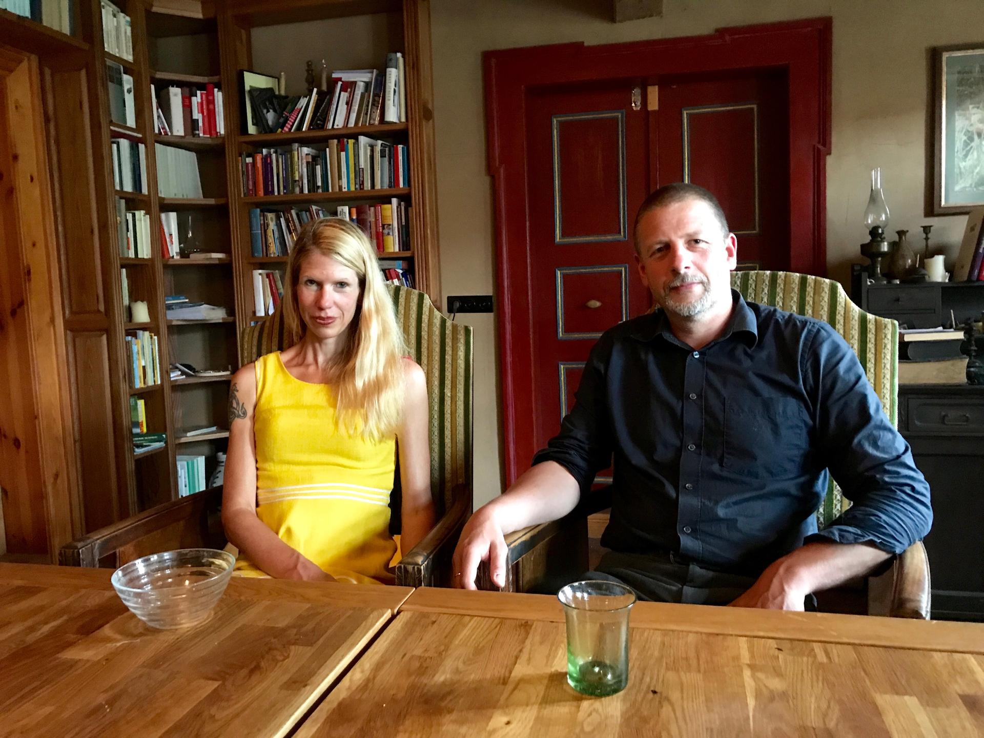 Right-wing activist and publisher Götz Kubitschek with his wife, Ellen Kositza, at their home in the German state of Saxony-Anhalt.