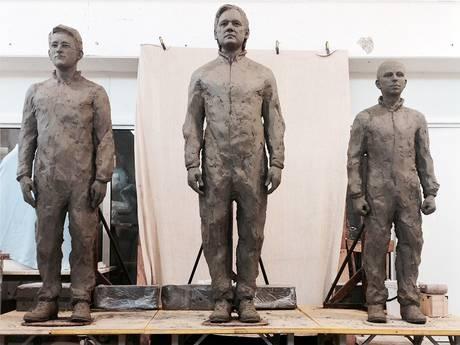 When completed, the three figures will be cast in bronze and standing on chairs to symbolize courage.